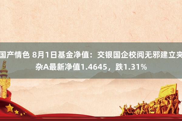 国产情色 8月1日基金净值：交银国企校阅无邪建立夹杂A最新净值1.4645，跌1.31%