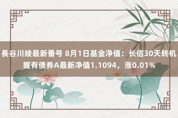 長谷川綾最新番号 8月1日基金净值：长信30天转机握有债券A最新净值1.1094，涨0.01%