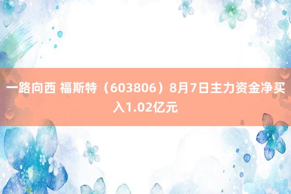 一路向西 福斯特（603806）8月7日主力资金净买入1.02亿元