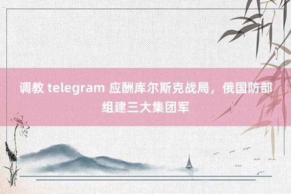 调教 telegram 应酬库尔斯克战局，俄国防部组建三大集团军